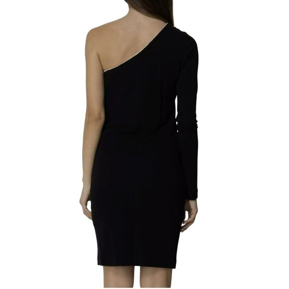Just Cavalli $530 Black Rhinestone Trim One-Shoulder Mini Dress Sz 38 XS NWT - Picture 2 of 7